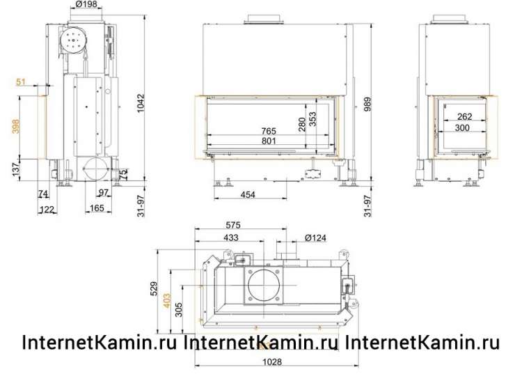 Brunner Architektur-Kamin Eck 38/86/36 левый с подъемом