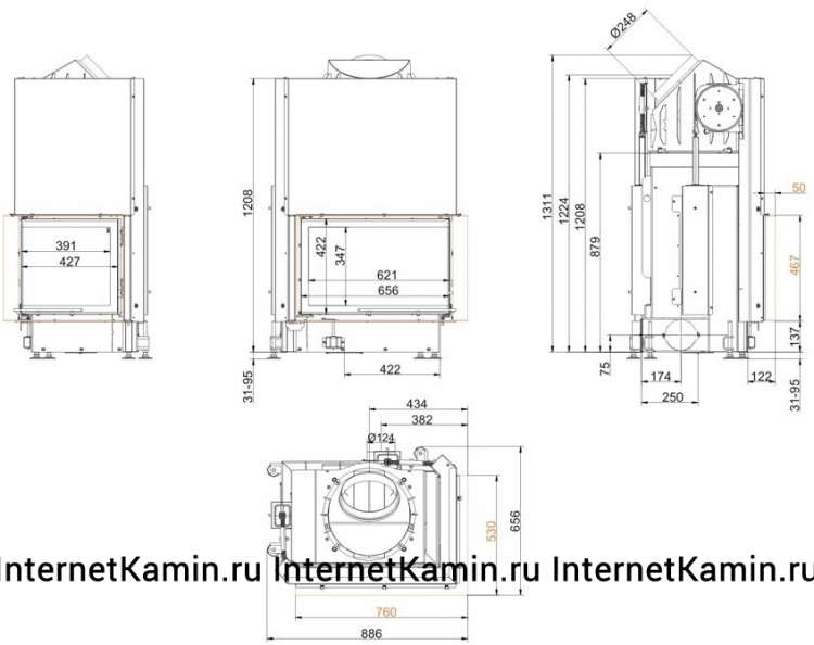 Brunner Eck-Kamin 45/67/44 левый с подъемом