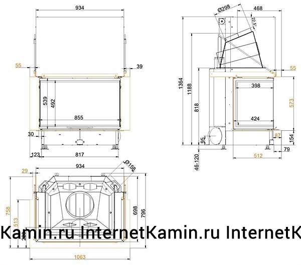 Brunner Panorama-Kamin 57/40/85/40 (вертик. открытие дверцы)