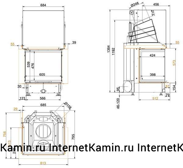 Brunner Panorama-Kamin 57/40/60/40(вертик. открытие дверцы)