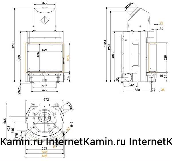 Brunner Kompakt-kamin 51/67 rund (горизонтальное открытие дверцы)