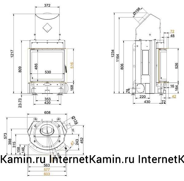 Brunner Kompakt-kamin 51/55 rund (горизонтальное открытие дверцы)