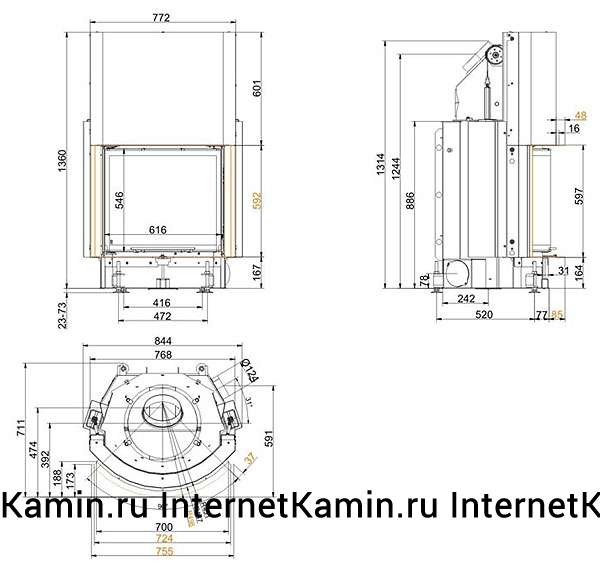 Brunner Kompakt-kamin 51/55 rund  (вертикальное открытие дверцы)