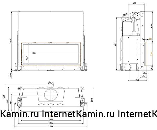 Brunner Architektur-Kamin 53/135 flach (вертикальное открытие дверцы)