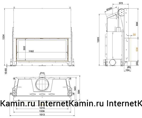 Brunner Architektur-Kamin 53/121 flach(вертик. открытие дверцы)