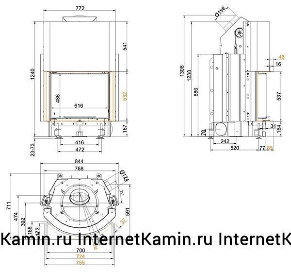 Brunner Kompakt-kamin 51/67 rund  (вертикальное открытие дверцы)