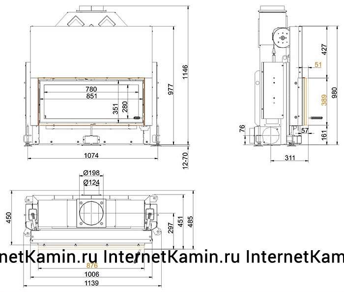 Brunner Architektur-Kamin 38/86 k flach (вертик. открытие дверцы, уменьш. глубина)