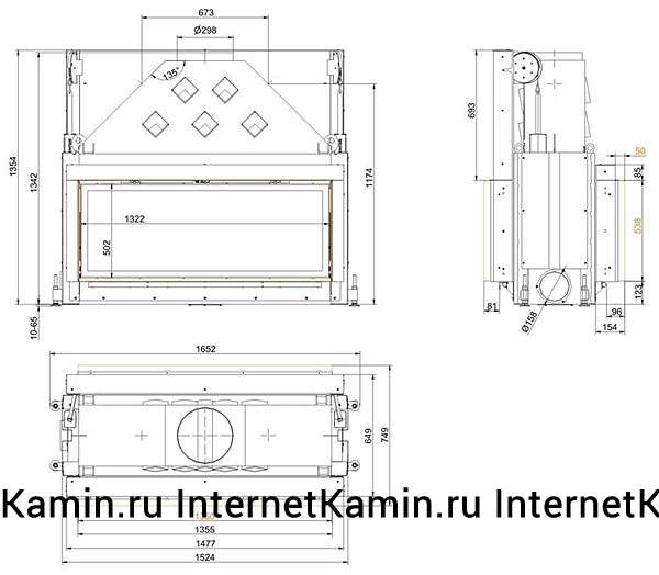 Brunner Architektur-Kamin Tunnel 53/135 (вертикальное открытие дверцы, двухсторонн.)