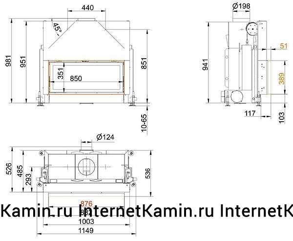 Brunner Architektur-Kamin 38/86 flach (вертикальное открытие дверцы)