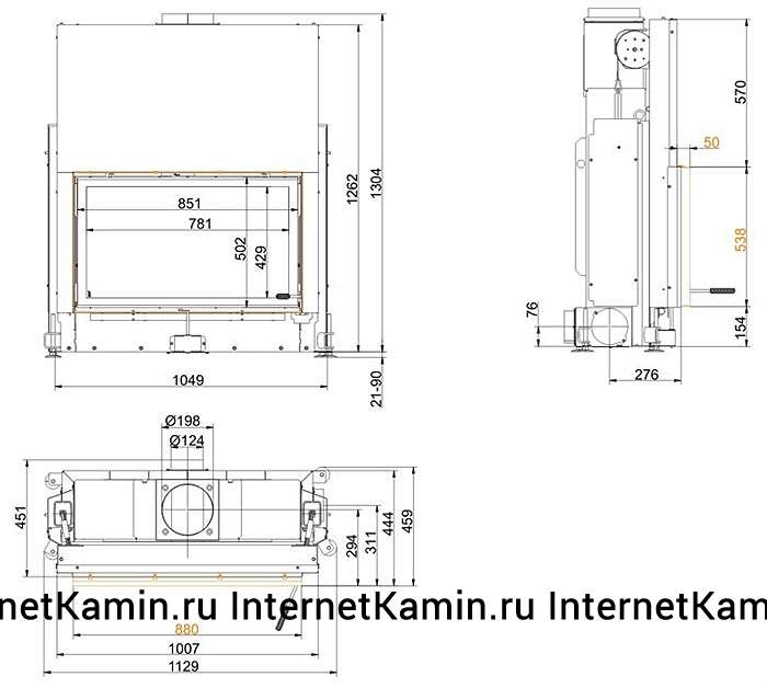 Brunner Kompakt-kamin 53/88 k flach (вертик. открытие дверцы, уменьш. глубина)