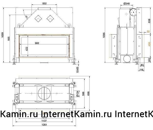 Brunner Architektur-Kamin Tunnel 45/101 (вертикальное открытие дверцы, двухсторонн.)