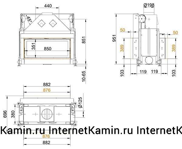 Brunner Architektur-Kamin Tunnel 38/86 (вертикальное открытие дверцы, двухсторонн.)