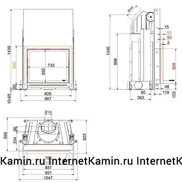 Brunner Kompakt-kamin 62/76 flach (вертикальное открытие дверцы)