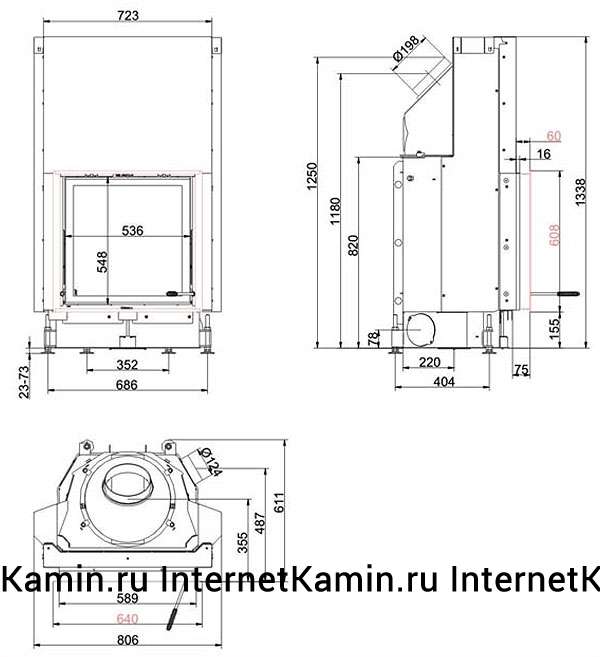 Brunner Kompakt-kamin 57/55 flach (вертикальное открытие дверцы)