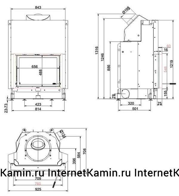 Brunner Kompakt-kamin 51/67 flach (вертикальное открытие дверцы)